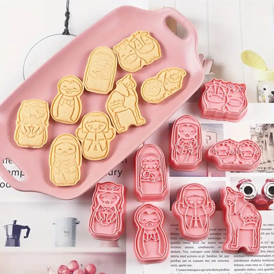 Set de Cortadores y Sellos 3D "El Santo Nacimiento" (8 Piezas)