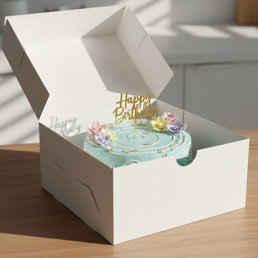 Caja con torta decorada