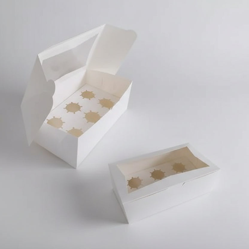 Caja para 6 cupcakes (media docena) con ventana superior - Vallia