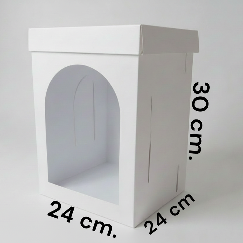 "Caja de cartón 24x24x30 cm para tortas de varios pisos - Vallia Repostería"