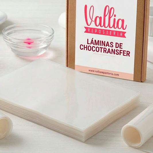 Papel chocotransfer Vallia Repostería tamaño carta para transferir imágenes sobre chocolate y bombones