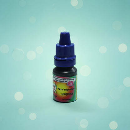 Colorante líquido hidrosoluble Colorisa color turquesa en frasco gotero 7 ml – colorante para tortas y merengues - Vallia Reposteria
