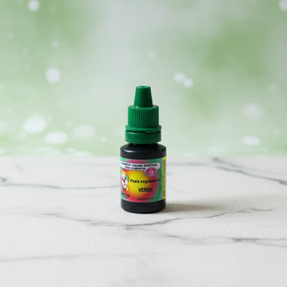 Colorante líquido hidrosoluble Colorisa color verde en frasco gotero 7 ml – colorante comestible para repostería - Vallia Reposteria
