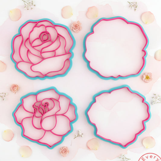 Set Cortador y Sello Marcador de Flores Variadas para Galletas y Fondant (5 cm y 8 cm)