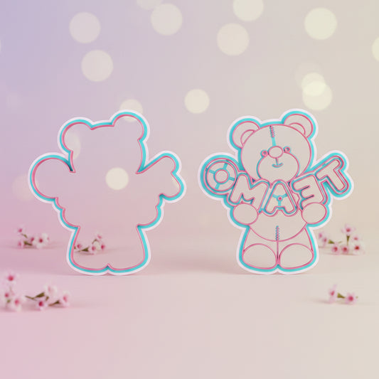 Cortador y Marcador de Galleta Oso "Te Amo" - 8 cm