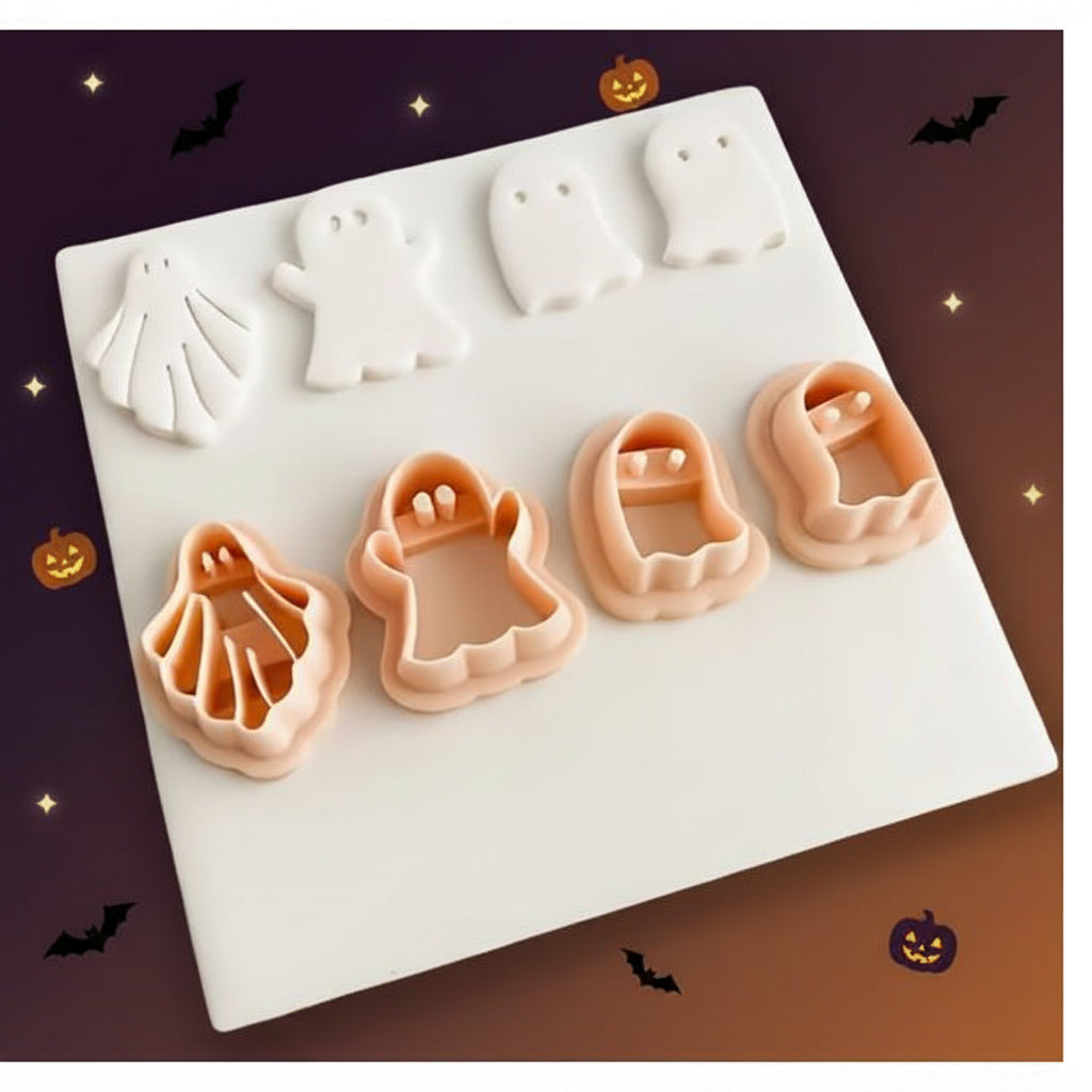 Set Cortadores de Fantasmas para Galletas y Fondant (4 Diseños de Halloween)