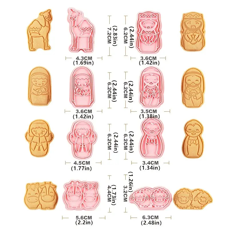 Set de Cortadores y Sellos 3D "El Santo Nacimiento" (8 Piezas)