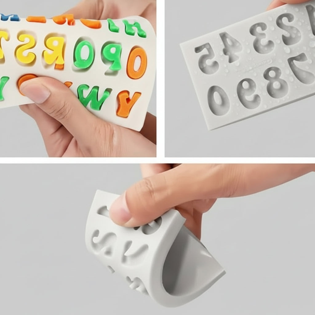 Molde de Silicona Letras del Abecedario Mayúsculas, Minúsculas y Números