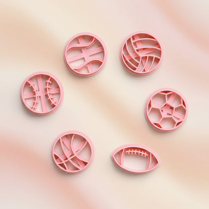 Cortadores de balones deportivos en plástico rosa - vista trasera 6 diseños | Vallia Repostería