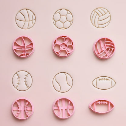 Set de 6 cortadores marcadores de balones deportivos para galletas y fondant | Vallia Repostería