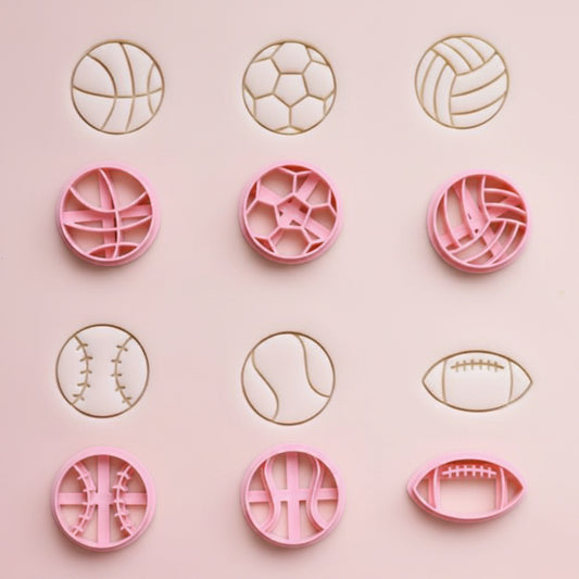 Set de 6 cortadores marcadores de balones deportivos para galletas y fondant | Vallia Repostería