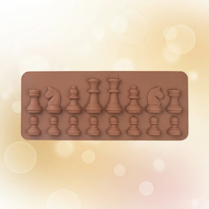 Molde de silicona con 16 fichas de ajedrez 3D - juego completo para chocolates y fondant | Vallia Repostería