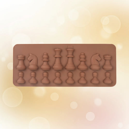 Molde de silicona con 16 fichas de ajedrez 3D - juego completo para chocolates y fondant | Vallia Repostería