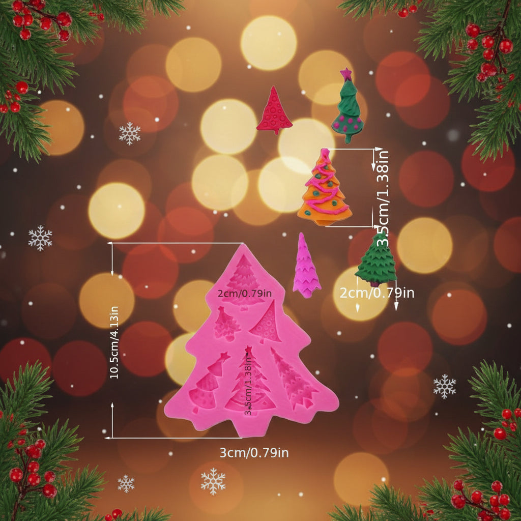 Molde de Silicona Pinos de Navidad Surtidos 3D para Fondant y Chocolate