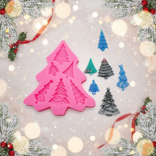 Molde de Silicona Pinos de Navidad Surtidos 3D para Fondant y Chocolate