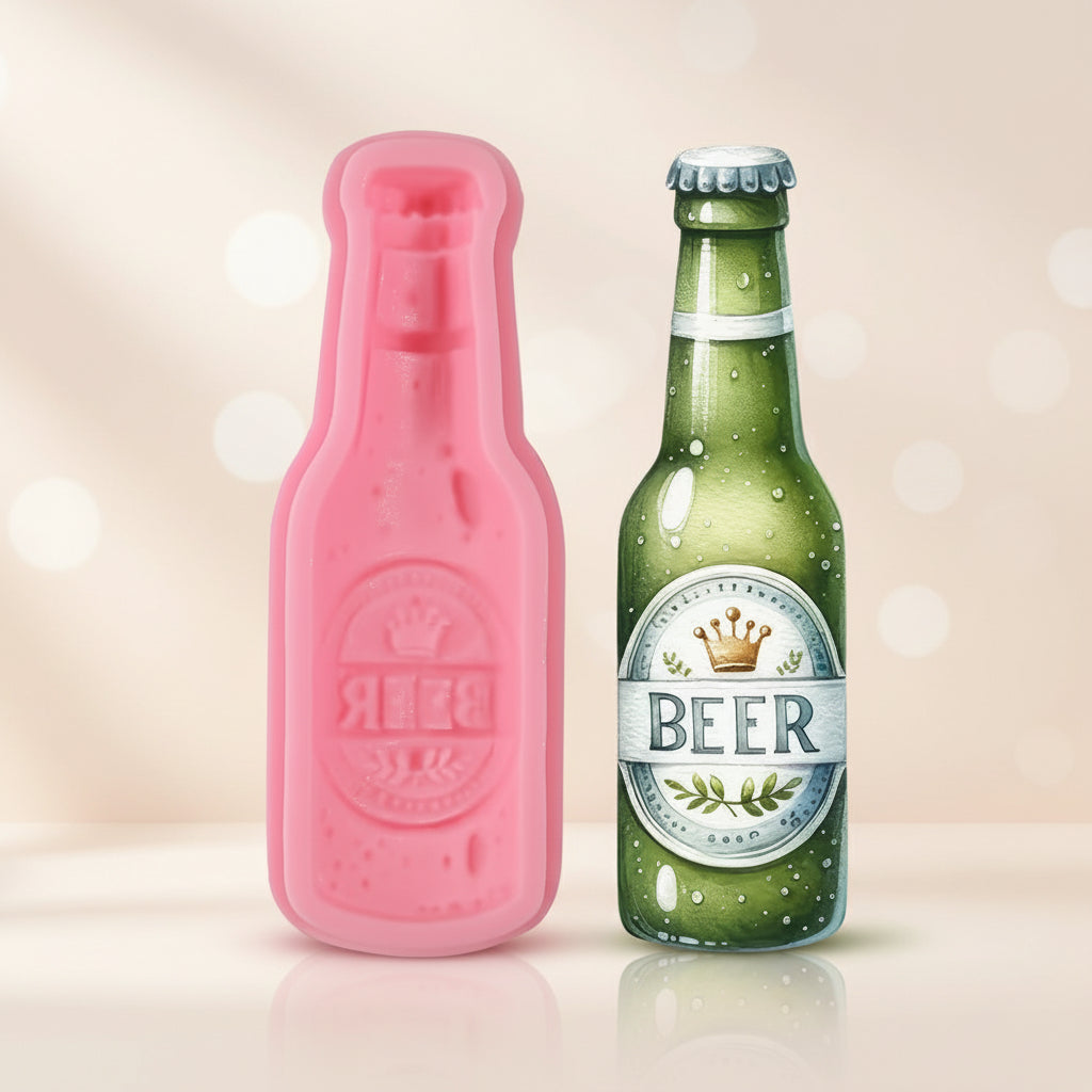 Molde de Silicona Botella de Cerveza 3D para Fondant y Chocolate