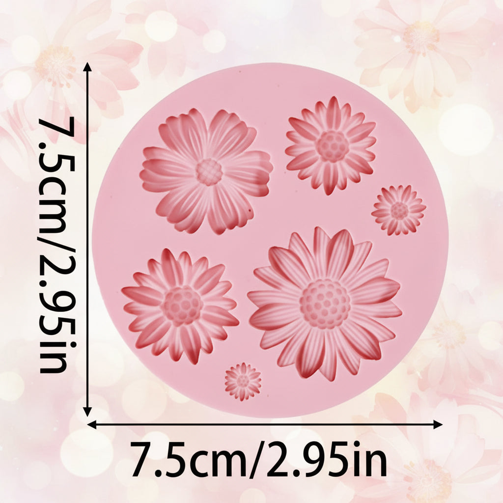 Molde de Silicona Flores Margarita y Cosmos (7.5 cm) - Repostería, Fondant y Chocolatería
