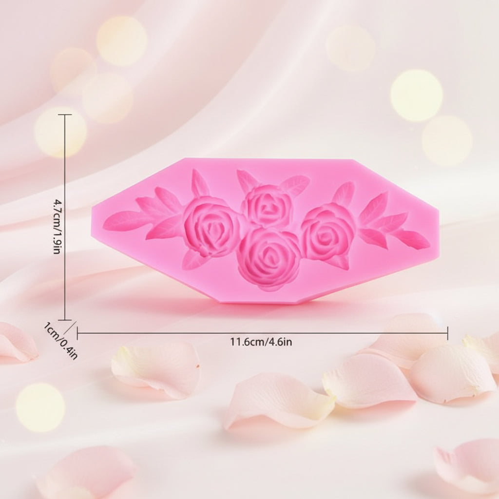 Molde de Silicona Ramillete de Rosas y Hojas 3D para Fondant y Chocolate