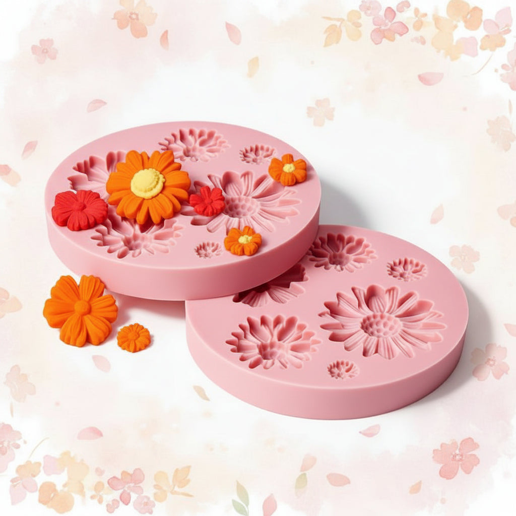 Molde de Silicona Flores Margarita y Cosmos (7.5 cm) - Repostería, Fondant y Chocolatería