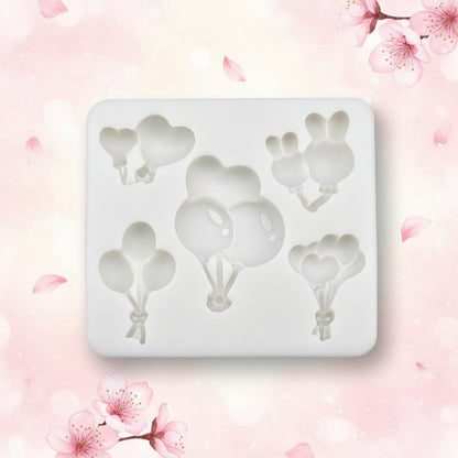 Molde de Silicona Globos Variados (8 x 7.1 cm) - Corazones, Conejitos y Globos para Fondant y Repostería