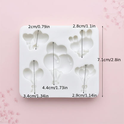 Molde de Silicona Globos Variados (8 x 7.1 cm) - Corazones, Conejitos y Globos para Fondant y Repostería
