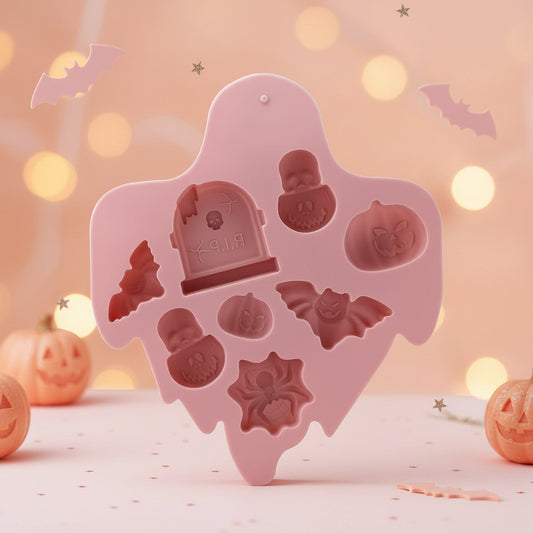 Molde de Silicona Multicavidad de Halloween (Lápida, Calabazas, Murciélagos y Calaveras)