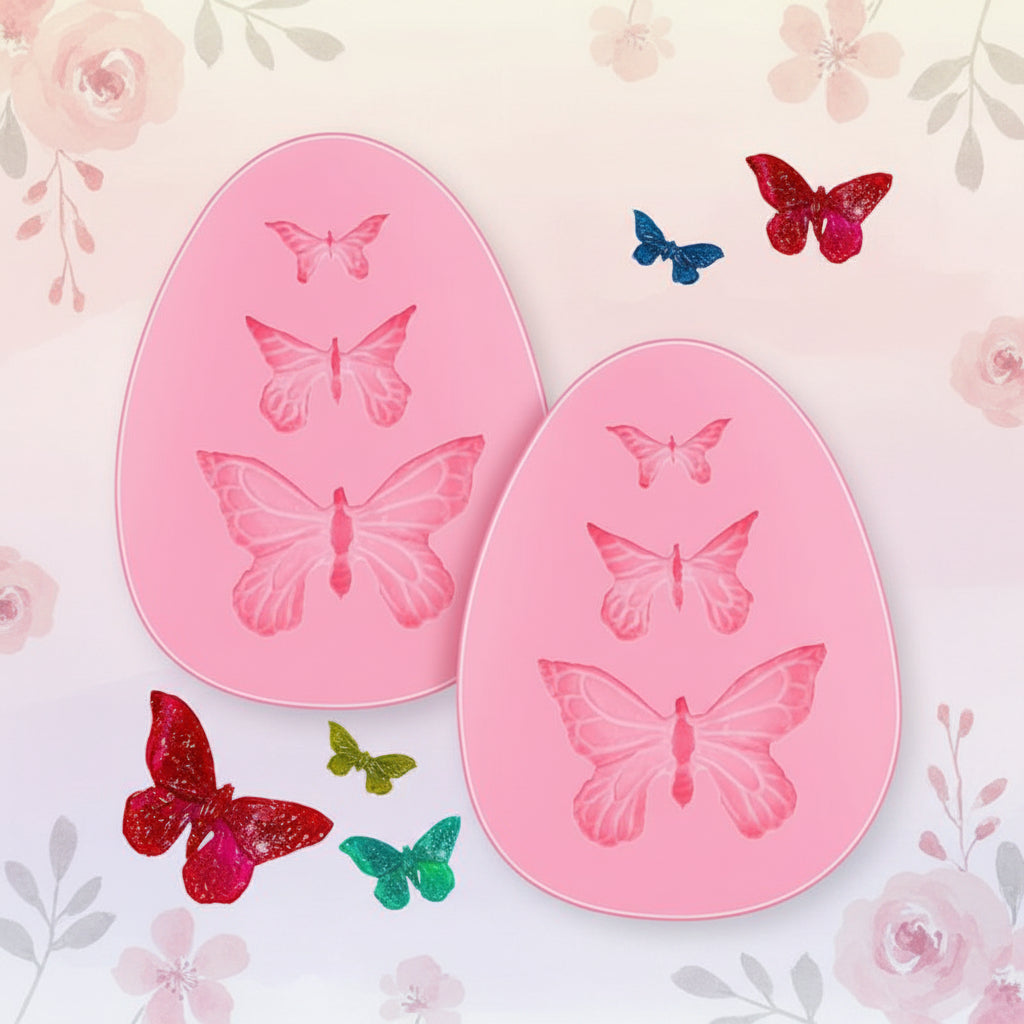 Molde de Silicona Mariposas en 3 Tamaños (7.3 x 5.3 cm) - Para Fondant, Chocolate y Repostería