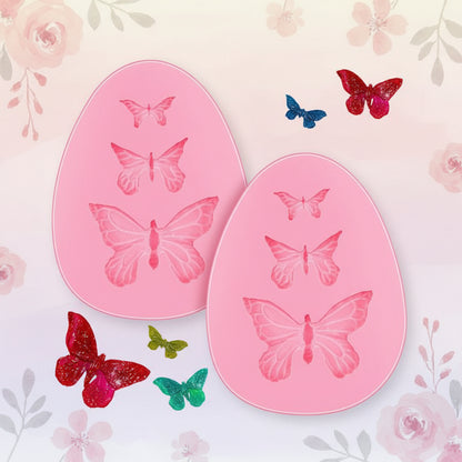 Molde de Silicona Mariposas en 3 Tamaños (7.3 x 5.3 cm) - Para Fondant, Chocolate y Repostería