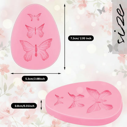Molde de Silicona Mariposas en 3 Tamaños (7.3 x 5.3 cm) - Para Fondant, Chocolate y Repostería