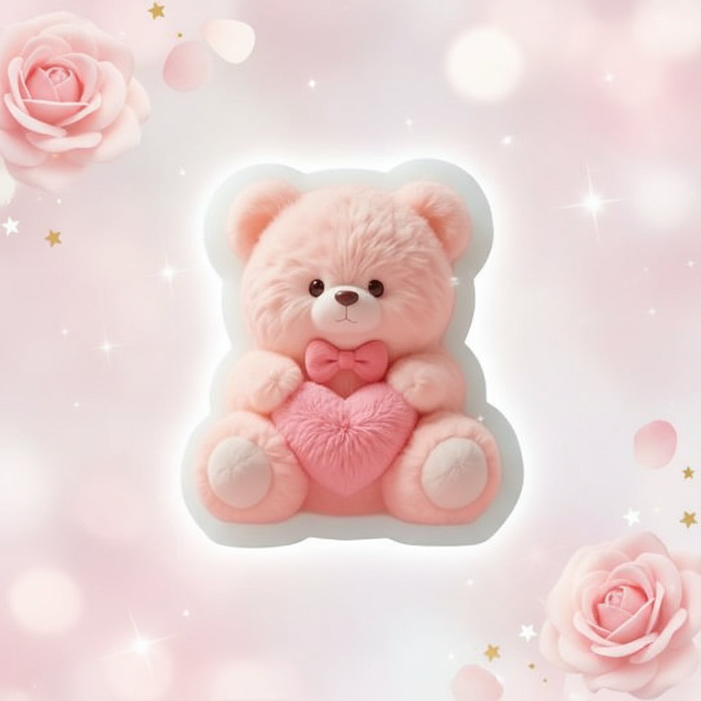 Molde de Silicona Oso de Peluche Texturizado con Corazón y Corbatín - Para Fondant, Chocolate y Jabones