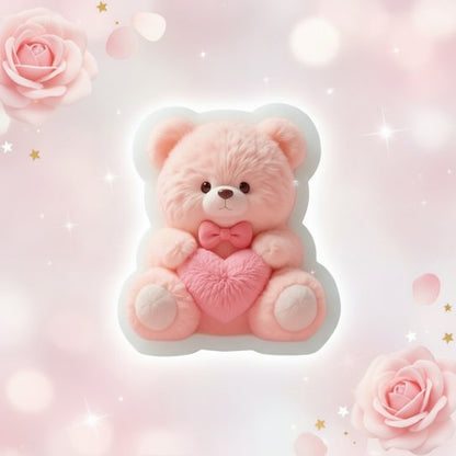 Molde de Silicona Oso de Peluche Texturizado con Corazón y Corbatín - Para Fondant, Chocolate y Jabones