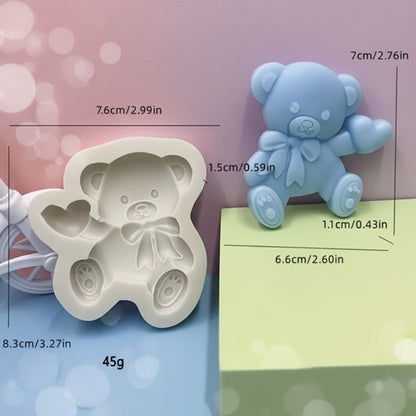 Molde de Silicona Oso de Peluche con Corazón y Lazo - Para Fondant, Chocolate y Jabones