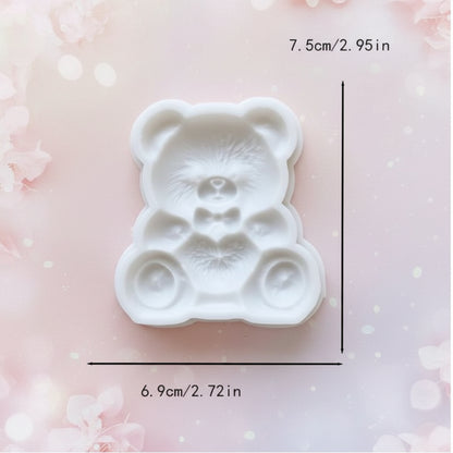 Molde de Silicona Oso de Peluche Texturizado con Corazón y Corbatín - Para Fondant, Chocolate y Jabones