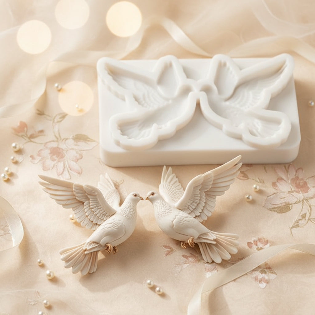 Molde de Silicona Pareja de Palomas de la Paz 3D para Fondant y Chocolate