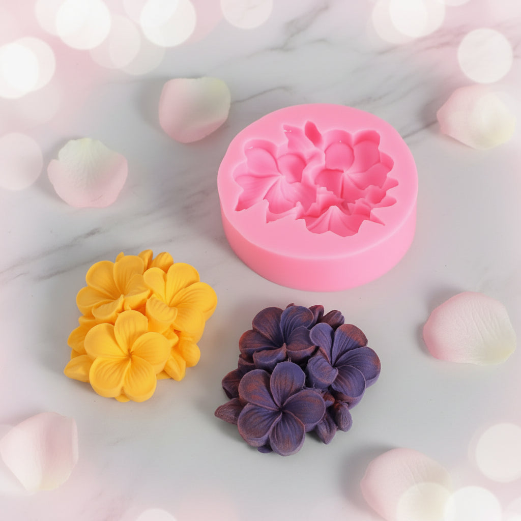 Molde de Silicona Bouquet de Flores Plumeria (Frangipani) 3D para Fondant y Chocolate