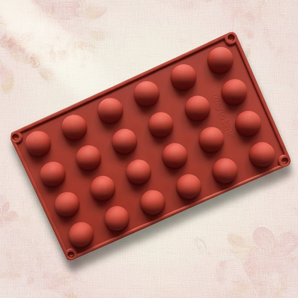 Molde de silicona semiesfera 24 cavidades tamaño mini para bombones y decoraciones | Vallia Repostería