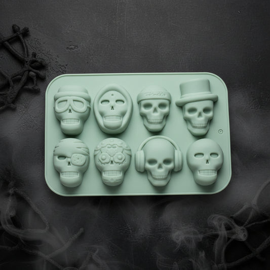 Molde de Silicona para Chocolates de Halloween (Calaveras Surtidas) - 8 Cavidades