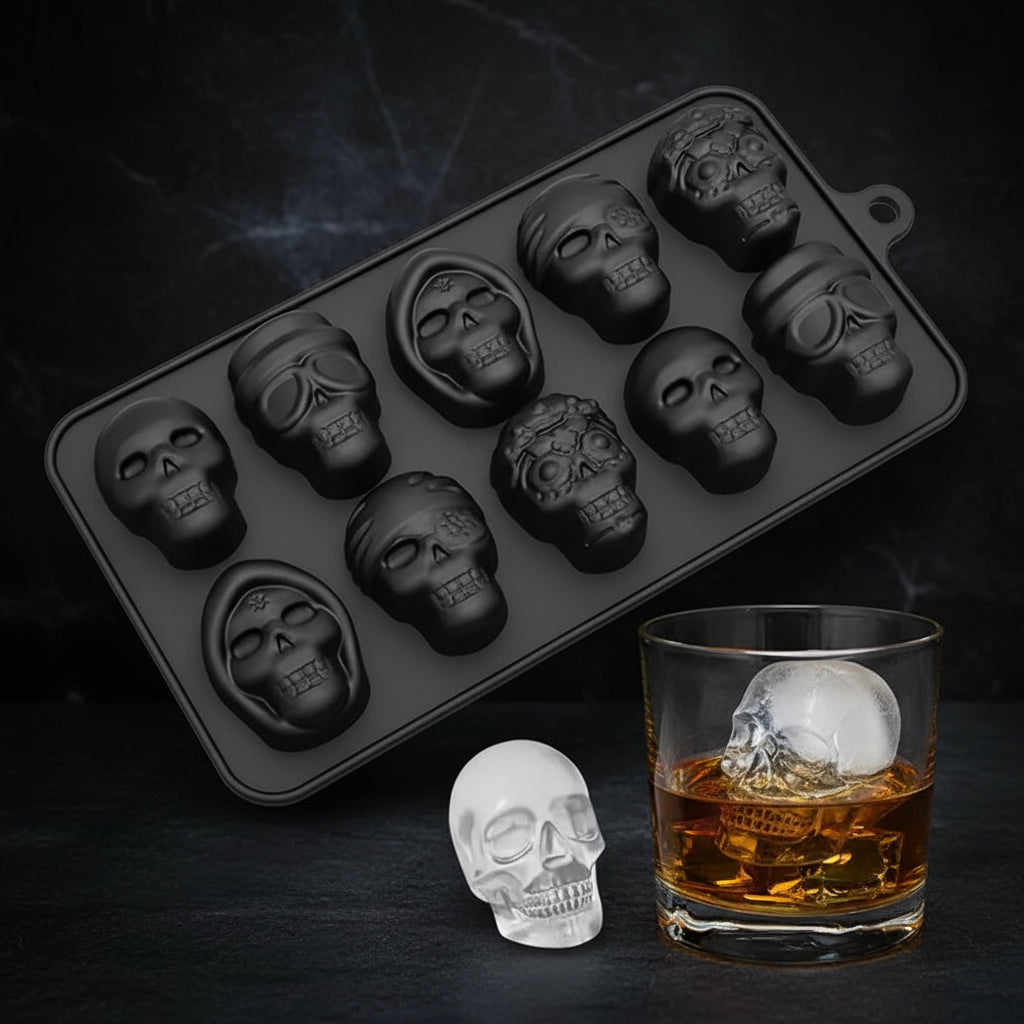 Molde de Silicona para Chocolates de Halloween (Calaveras Surtidas) - 8 Cavidades