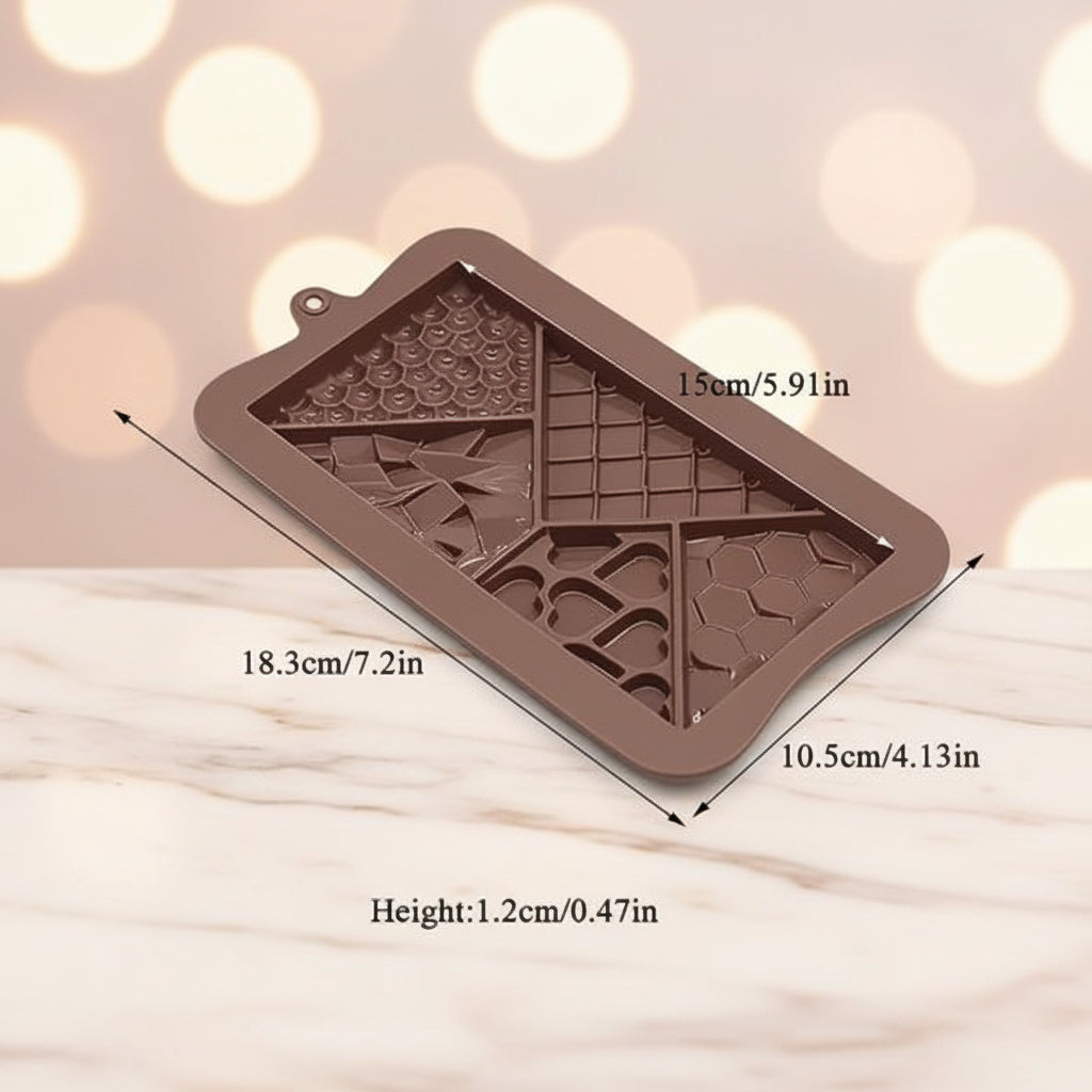 Molde de Silicona para Tableta de Chocolate Multi-Texturas (Corazones, Panal y Geométrico)