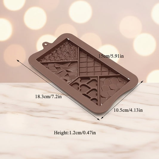 Molde de Silicona para Tableta de Chocolate Multi-Texturas (Corazones, Panal y Geométrico)
