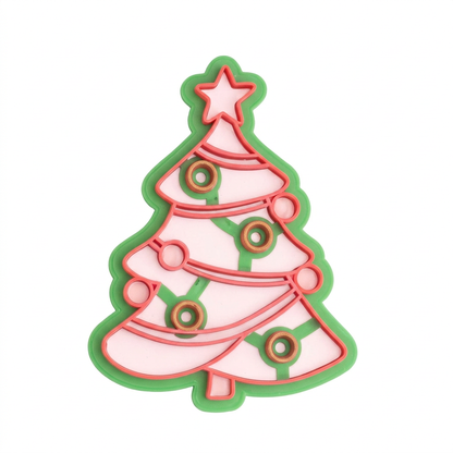 Cortador de galletas Vallia Repostería con forma de árbol navideño detallado con estrella y adornos para repostería