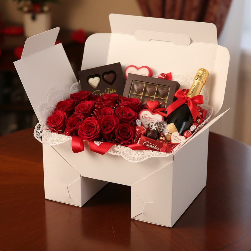 Regalo romántico en Caja Mesa blanca