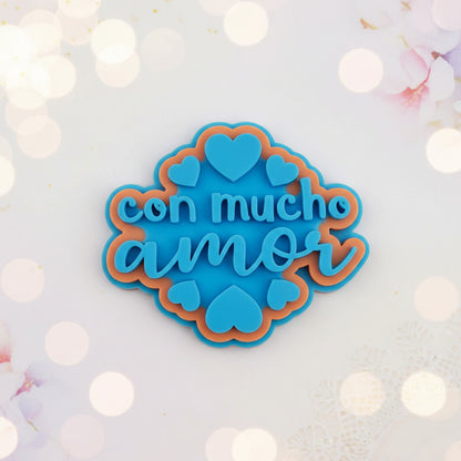 Sello Texturizador Marcador de Frases de Amor para Fondant y Galletas (5.5 cm)