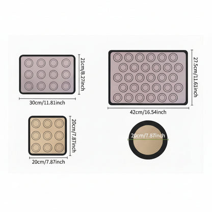 Kit x4 Tapetes de Silicona Antiadherentes para Hornear Macarons y Galletas