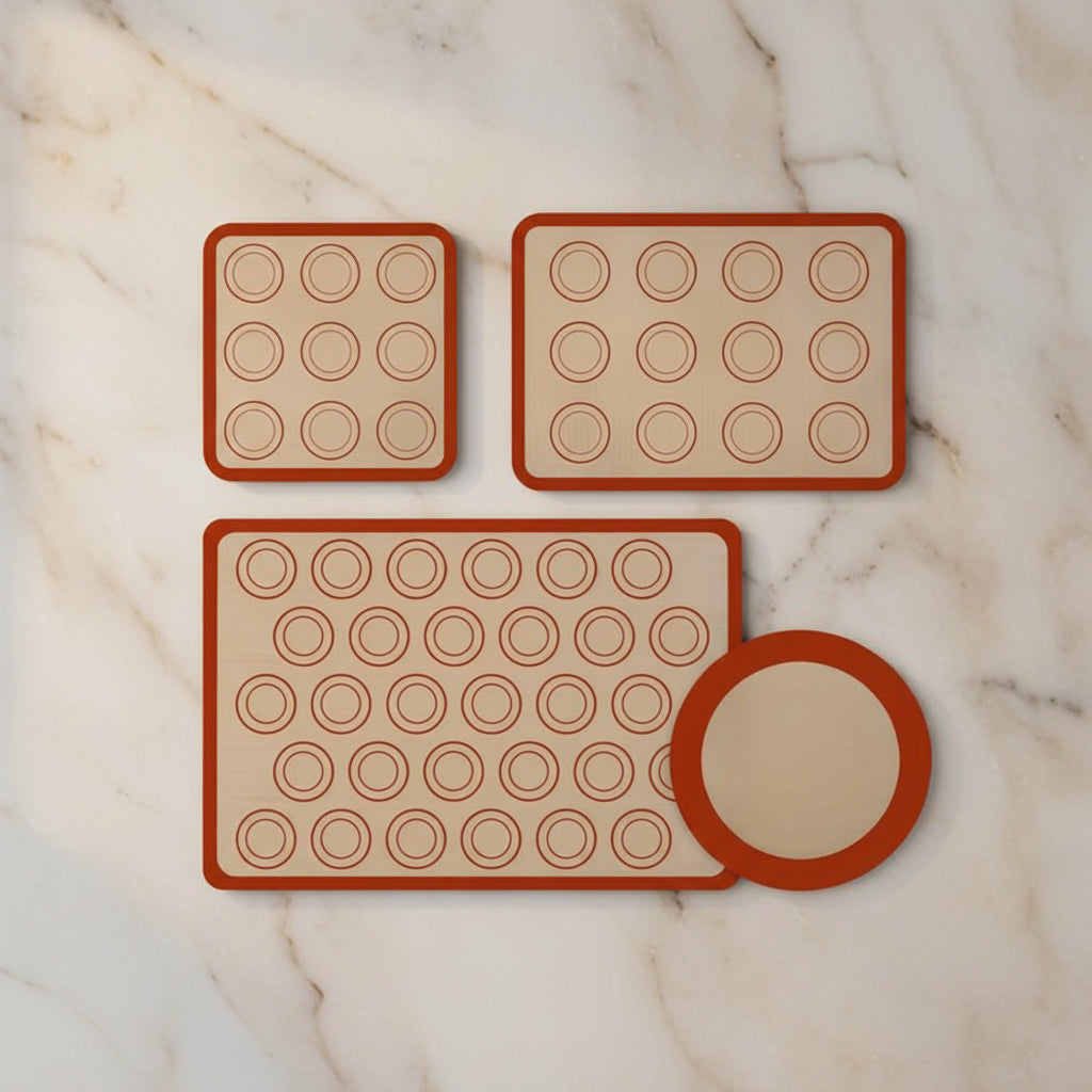 Kit x4 Tapetes de Silicona Antiadherentes para Hornear Macarons y Galletas