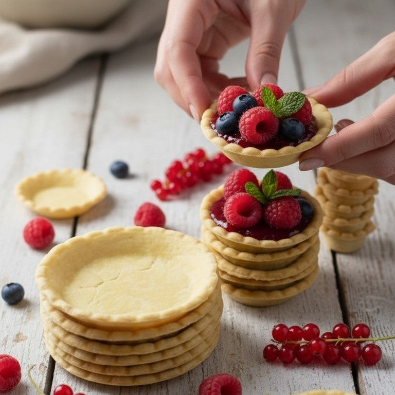 Base para tartaletas horneadas, masa sablée tipo pasaboca para catering y mesas de dulces – Vallia Repostería