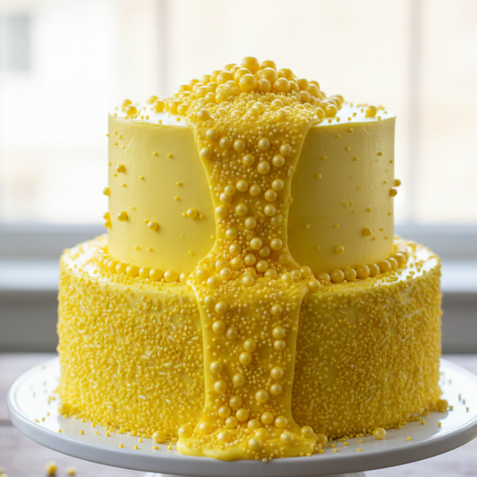 Torta amarilla con grageas