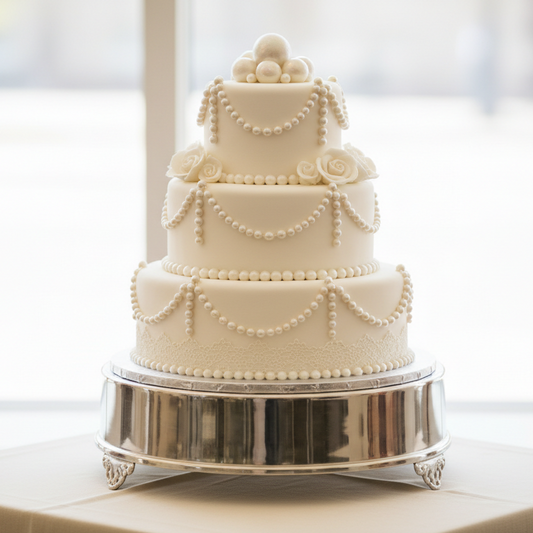 Torta blanca con perlas