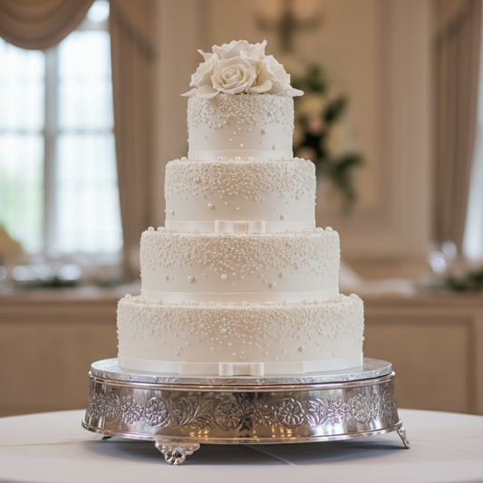 Torta blanca elegante con grageas