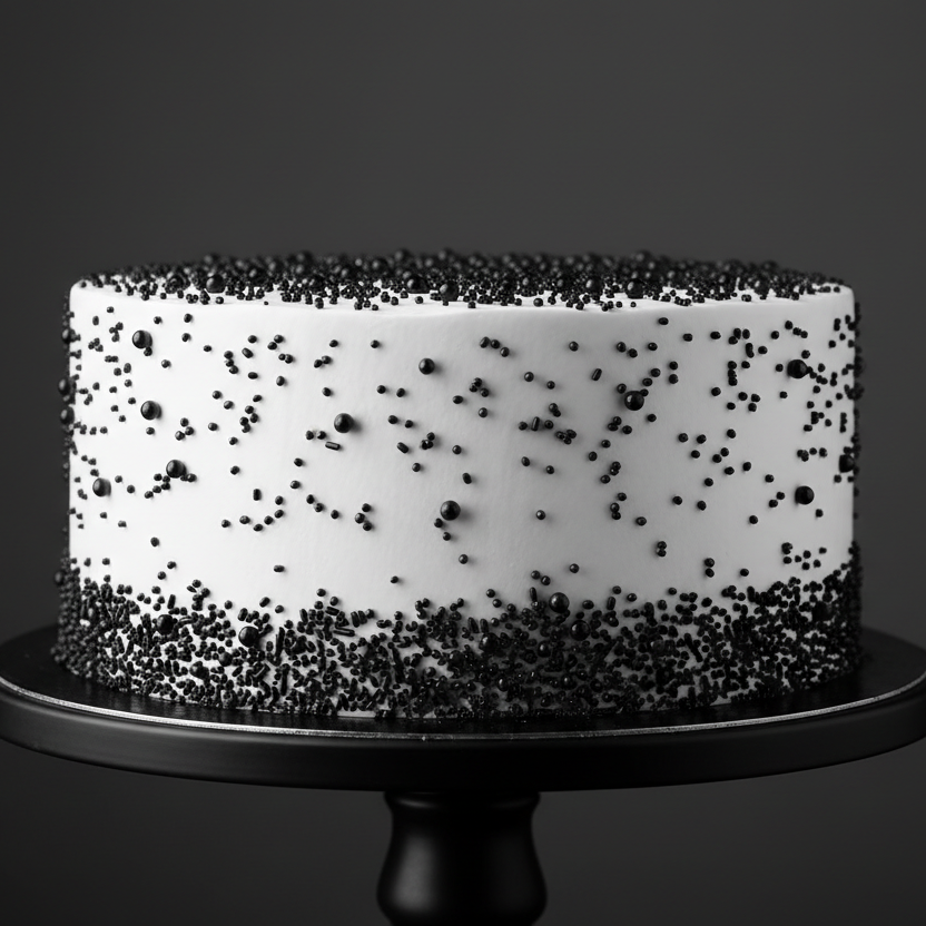 Torta con grageas negras